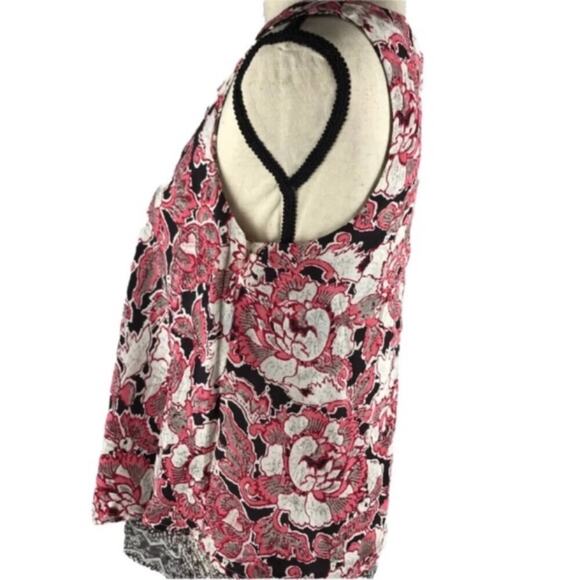 Lucky Brand Silk Tank Top Floral Mixed Print Pink Double Layer Womens Size XS - Picture 4 of 8